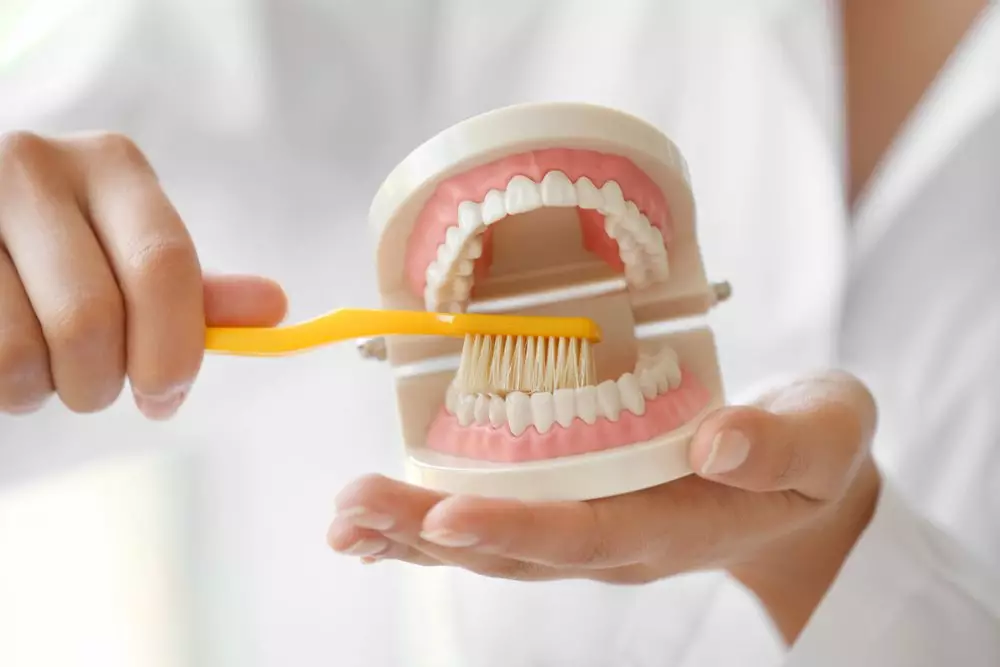 Для ухода за съемным протезом применяют зубные щетки с мягкой щетиной